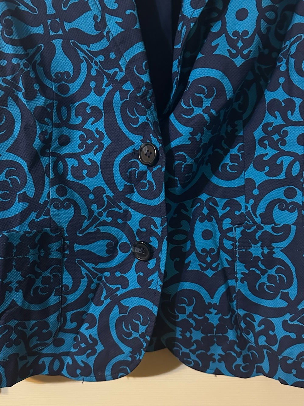 Talbots Blue Patterned Single-Button Blazer - Picture 2 of 7